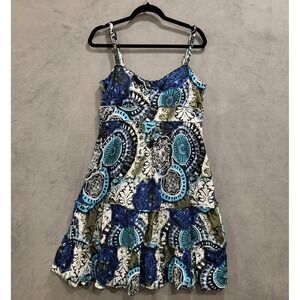 Spense Fit &‎ Flare Dress Women's Size 10 Sleeveless Pleated Tiered Ruffle Beach